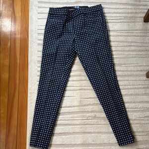 Banana Republic Navy and White Checkered Trousers